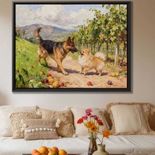 Vintage Dog Art Print Canvas Country Wall Art Gift Rustic Dog Artwork Decor