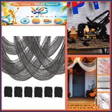 Halloween Creepy Cloth 6 Pack 30x72 Inch Black Gauze Fabric Outdoor Indoor
