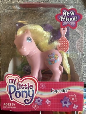 NRFB MY LITTLE PONY  Cupcake  2003 MLP with 30 Pony Stickers & Brush Damaged Box