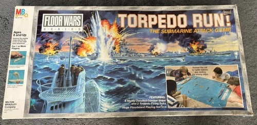 VTG 1986 Torpedo Run Board Game Milton Bradley Floor Wars Almost Complete- READ