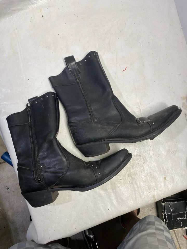 Harley Davidson Western Boot Jessie Black Leather Women's Size 9 Pointy Toe Used - Image 2 of 4