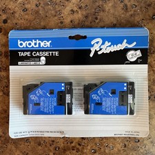 2 Pack Brother P-Touch Tape Cassette Laminated Labels TC-10 12mm Black/Clear