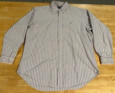 Ralph Lauren Shirt Mens 16.5 35 Pink  Blue Striped Yarmouth Oxford Long Sleeve
