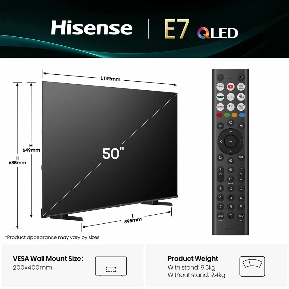 Hisense 50E7QTUK 50 Inch QLED Smart TV - Image 2 of 4