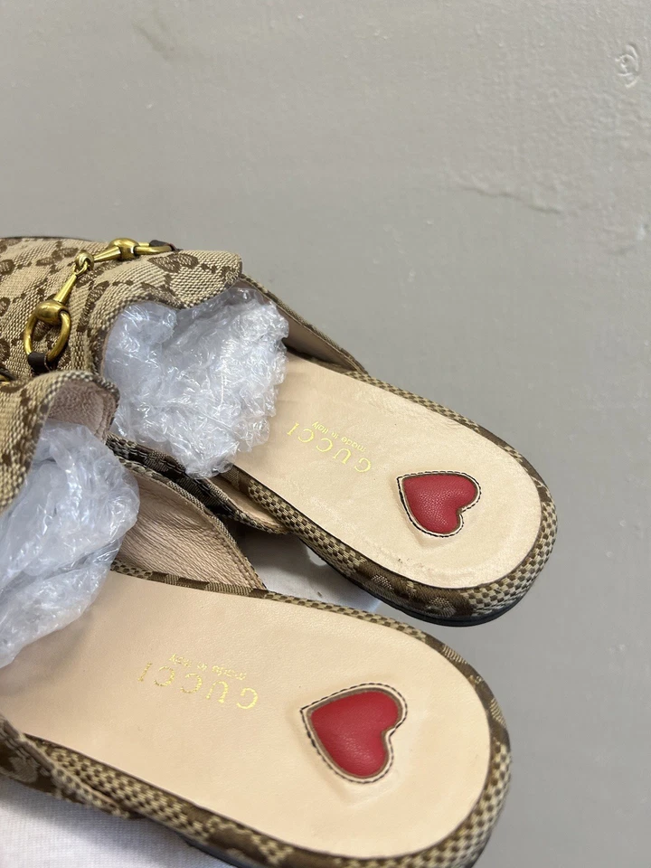 Подлинные меховые мокасины GUCCI WMNS Horsebit Princetown бежевые сшитые 38 ЕС 8 США - Изображение 2 из 4