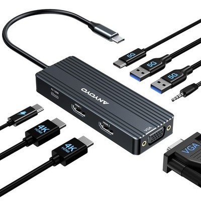 USB C Docking Station Dual Monitor,Triple Display USB C Dock,8 in 1 Laptop Do...