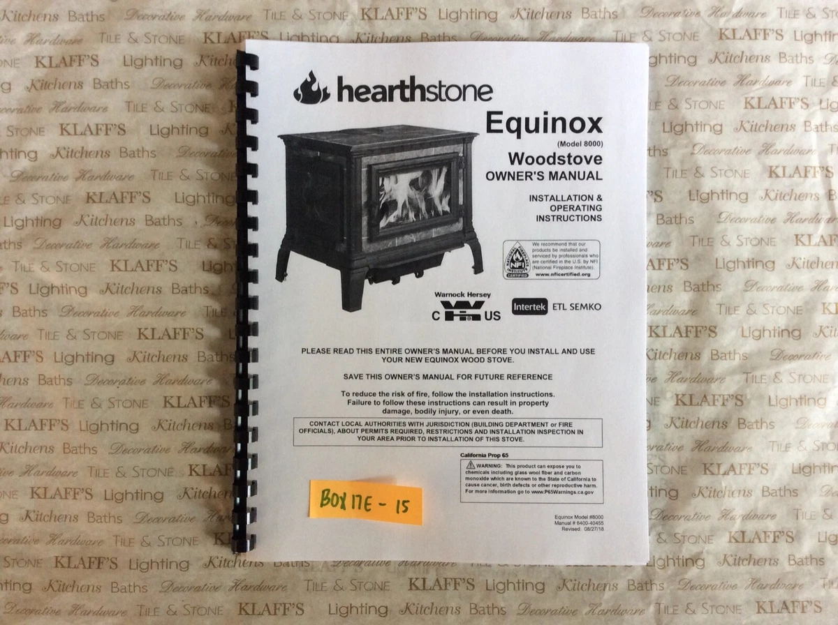 Hearthstone Equinox 8000 Woodstove Operation Owneru0026#039;s manual | eBay