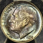 True Rainbow Toned PCGS MS67 1958 P Roosevelt Dime 10c PQ Two Sided Color Upgrad