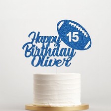 Personalised Custom Glitter Cake Topper, Rugby Football Birthday Decoration