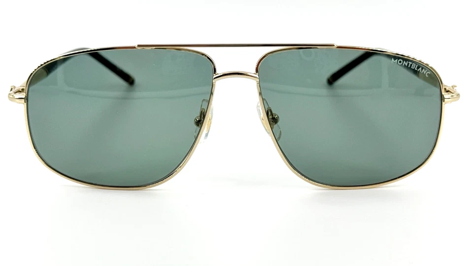 Gafas de sol Mont Blanc MB0069S de metal para hombre 002 doradas con lentes grises 60-13 Foto 3 de 4