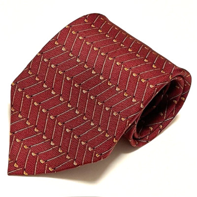 Dunhill Tie Red Alternating Golf Clubs Luxury Stylish Sharp Dapper Classic ITALY