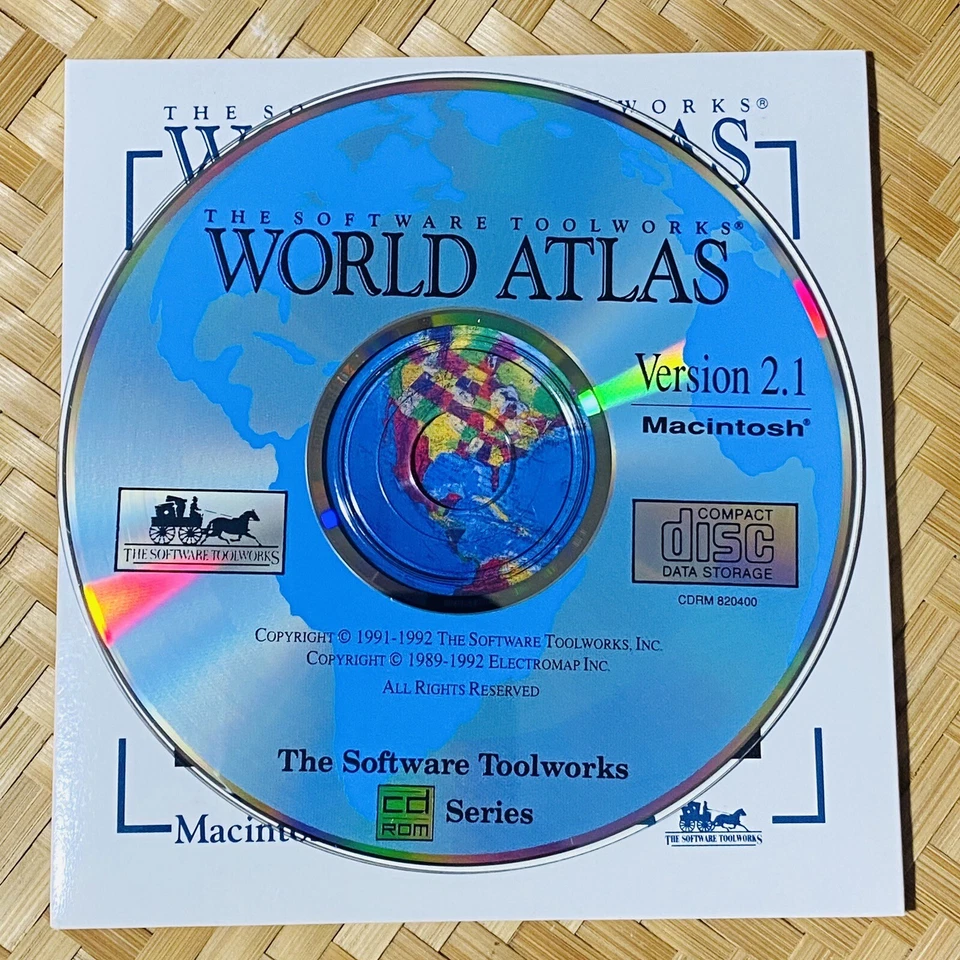 The Software Toolworks World Atlas CD ROM Mac Macintosh 1990 Vtg - Image 3 of 4