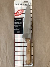 Farberware 8" Chef Knife Fine Edge Cutlery Wooden Handle Stainless Steel