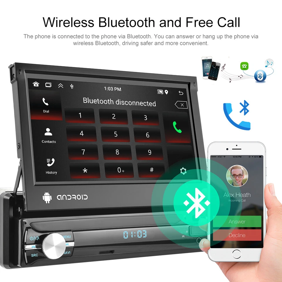 7" Android 15 Autoradio MP5 GPS Navi Carplay BT WIFI FM AUX-in 1Din Bluetooth - Bild 3 von 4
