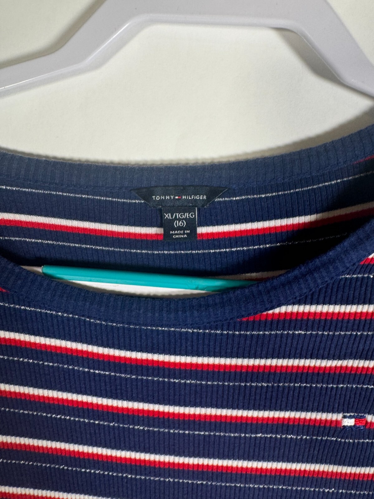 Tommy Hilfiger Women's XL Ribbed Knit Dress Red White Blue Stripes Long Sleeve thumbnail 2