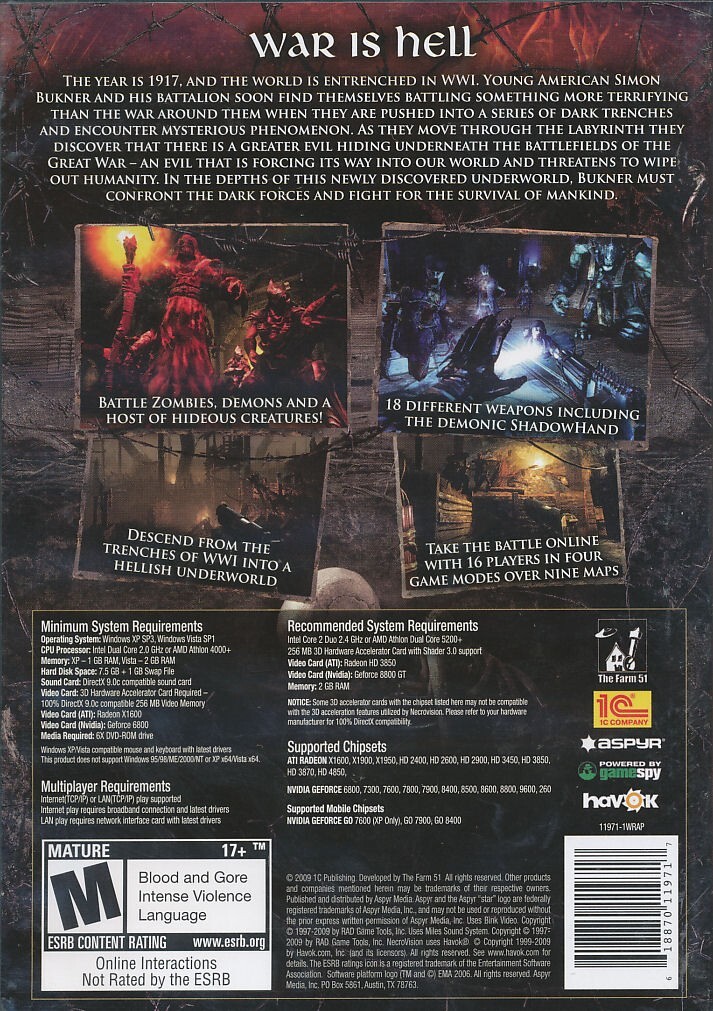 NECROVISION - Rare Aspyr RPG PC Game Horror Shooter PC WW2