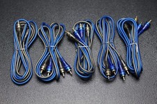 5 PC 12 FT RCA WIRE BLUE GRAY 2 CHANNEL CAR HOME AUDIO INTERCONNECT STEREO BLS12