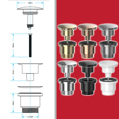 Tapón Click Clack Para Fregadero 1 1/4" (60 Mm) - SPARES2GO, Pop Up De Latón Para Baño O Cocina