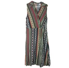 T Tahari Sleeveless Maxi Wrap Dress Multicolor Striped & Floral Pattern Size L