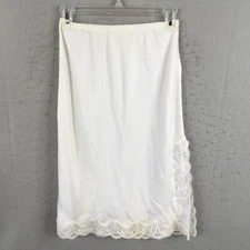 Vintage Wonder Maid Slip Skirt  Womens Small White Nylon Non Cling Lace Trim USA