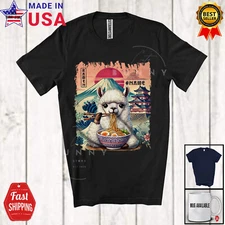 Vintage Llama Eating Ramen; Awesome Custom Name Kawaii Llama; Anime T-Shirt