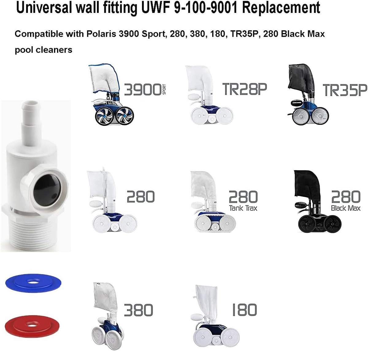 9-100-9001 Connettore Compatibile con Polaris Zodiac 380, 280, 180 - Ricambio per Pulitore Piscina - Raccordo a Parete Universale - Pezzo | Leroy Merlin