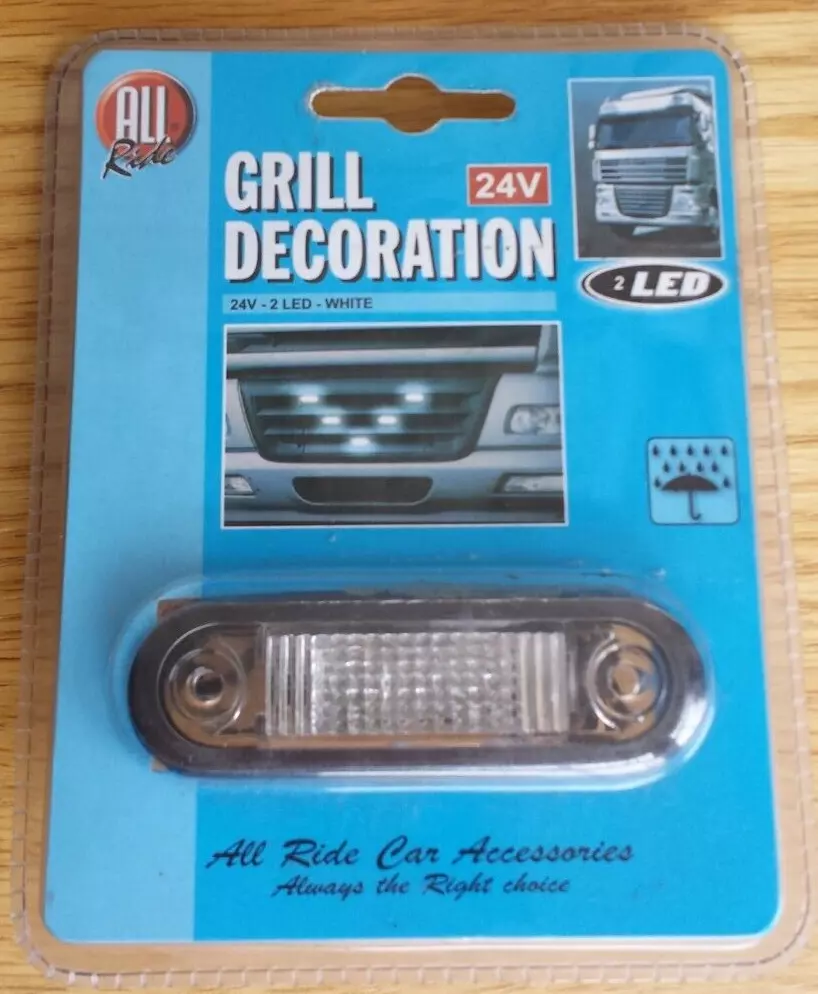 BRAND NEW ALL RIDE CAR ACCESSORIES 24V 2 LED WHITE TRUCK LIGHT GRILL DECORATION