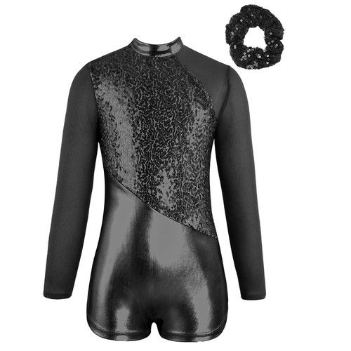 Kids Girls Sets Sequin Outfit Gymnastics Dancewear Patchwork Leotard Dance Soft - Picture 25 of 53