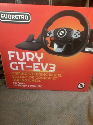 EVORETRO FURY GT-EV3 Racing Wheel Setup - For Switch, PS4 and PC