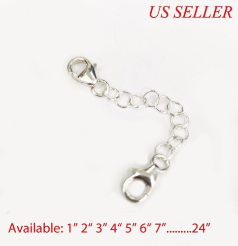 925 Solid Sterling Silver Round Link Extender Safety Chain Necklace Bracelet - Picture 3 of 3