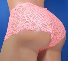 B7 ROSE Purple Coral White Floral Sheer Boy shorts sissy bikini panties M L XL