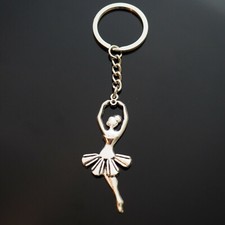 Ballet Dancer Ballerina Pendant Charm 61x24mm Keychain Keyring