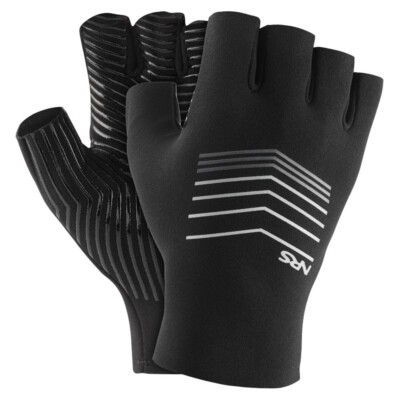 NRS Guide Gloves - Open-Finger Boaters' Gloves - BLACK