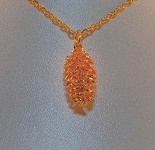 24kt GOLD PLATED PINE CONE real pine cone with chain