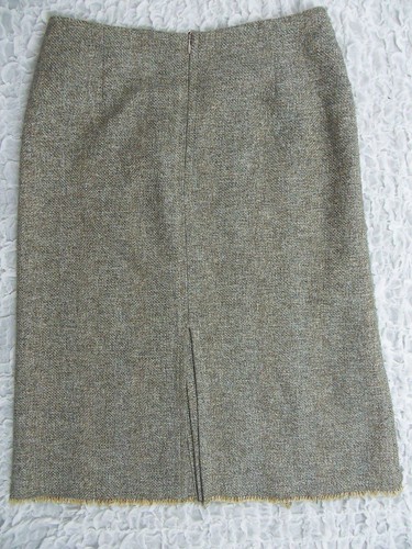 COUNTRY ROAD brown tweed wool split raw straight pencil midi skirt size 8 EUC - Picture 5 of 5