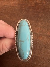 Native American Womens Navajo Blue Green Turquoise Stunning Large Ring Size 5 B