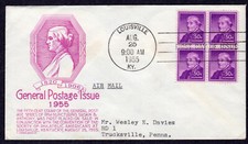 1955 50c Liberty Series SAusan Anthony (1051) Blk/4 - Rose Anderson FDC NT433