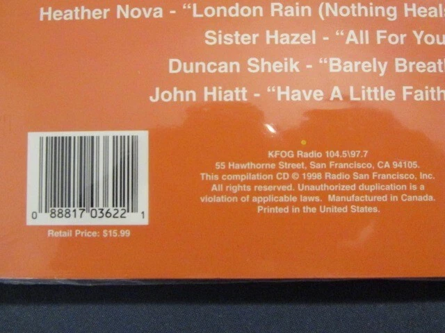 KFOG 104.5/97.7 FM LIVE FROM THE ARCHIVES 5 WORLD CLASS ROCK 1998 NEW CD V/A OOP - Image 4 of 4