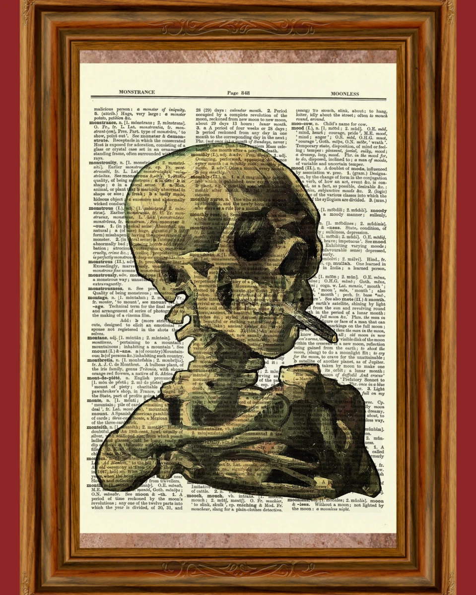 Vincent Van Gogh Burning Skeleton Smoking Dictionary Art Print Poster Skull  | eBay