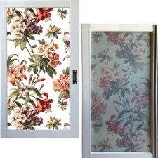 Stained Frosted Window Films Flowers Embossed Static Cling Glass Stickers Opaque