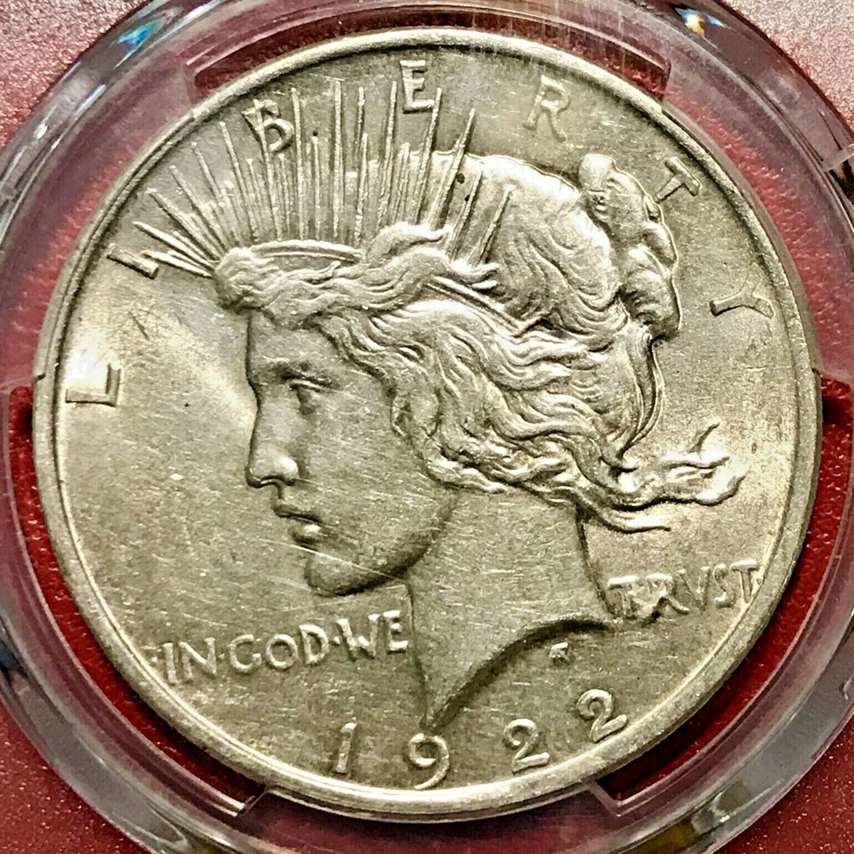 1922 PEACE DOLLAR PCGS  AU ROLLING FOLD MINT ERROR - Image 3 of 4