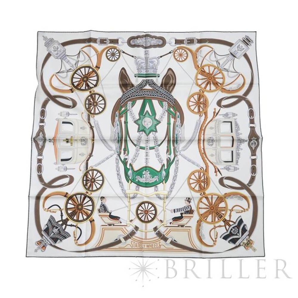Hermes Vintage Rare scarf Carre 90 stately wheels Silk from