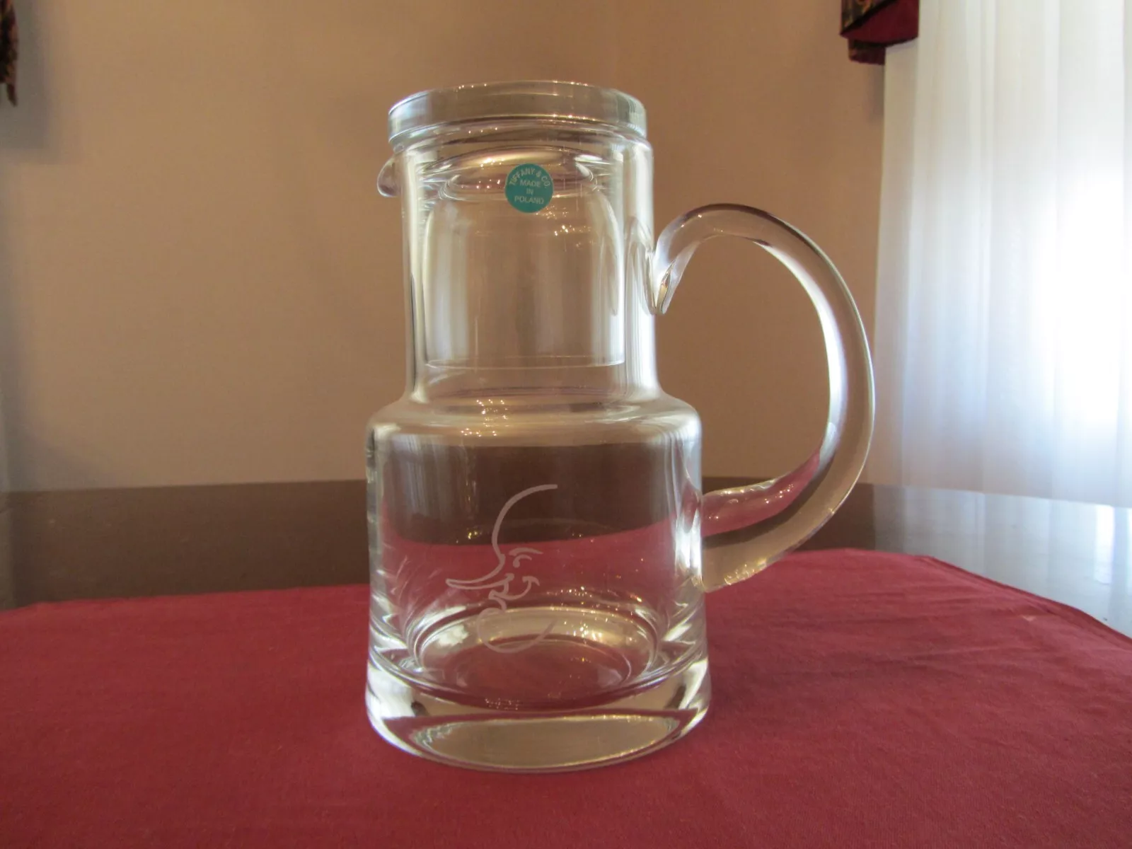 Tiffany & Co Crystal Bedside Pitcher Carafe & Lid Cup SET Bob Hope Etched