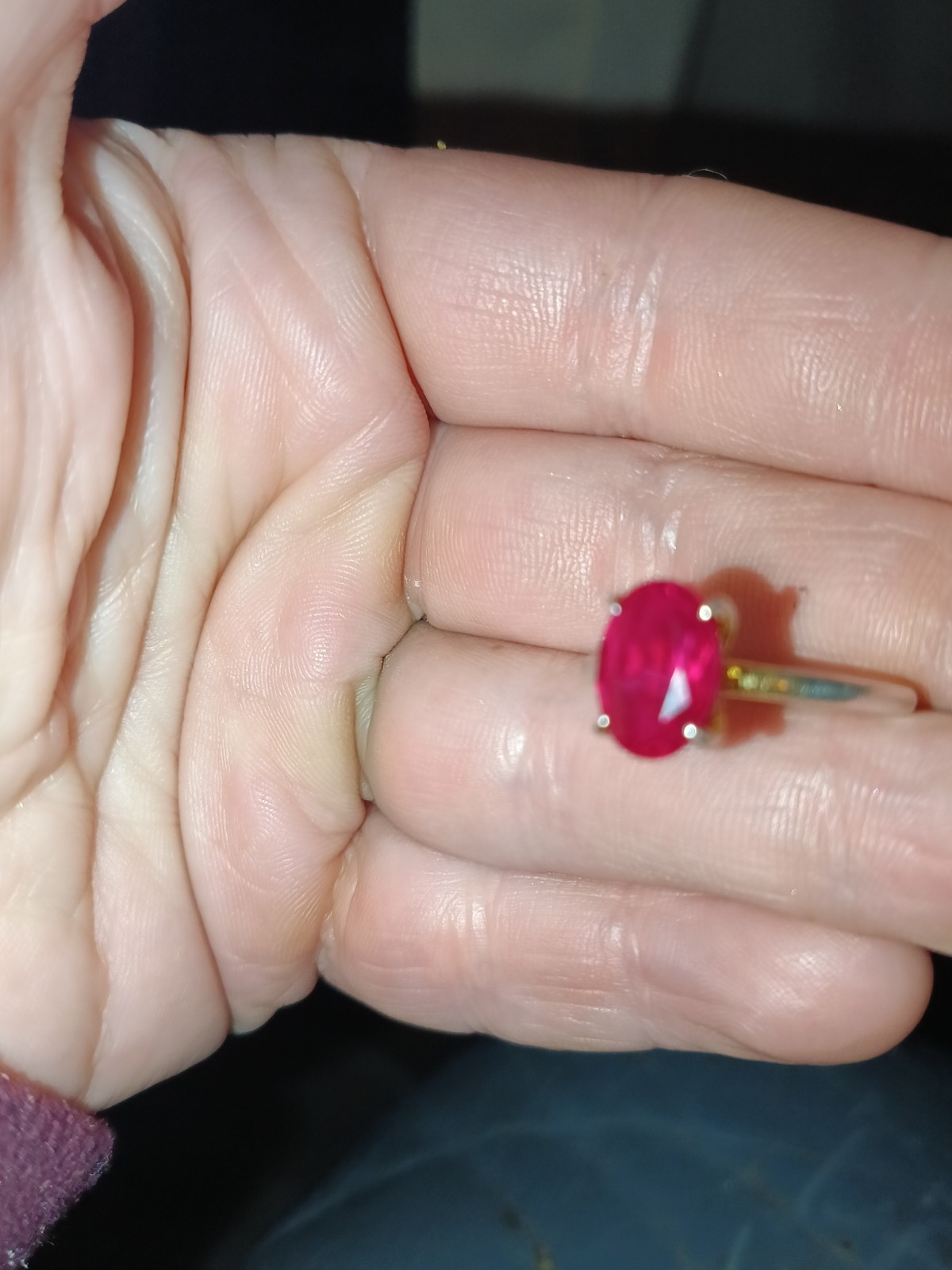 Oval Lab Created Ruby Ring Sterling Silver 18K Go… - image 8