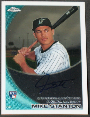 GIANCARLO STANTON 2010 Topps Chrome Autograph Rookie #190 Mike Marlins Yankees
