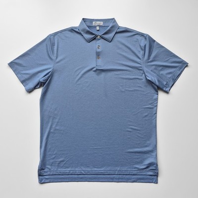 Peter Millar Men's L Summer Comfort Blue Heather Performance Stretch Golf Polo