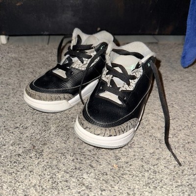 Toddler's Jordan 3 Retro Black/Green Glow-Cement Grey (DM0968 9C 9