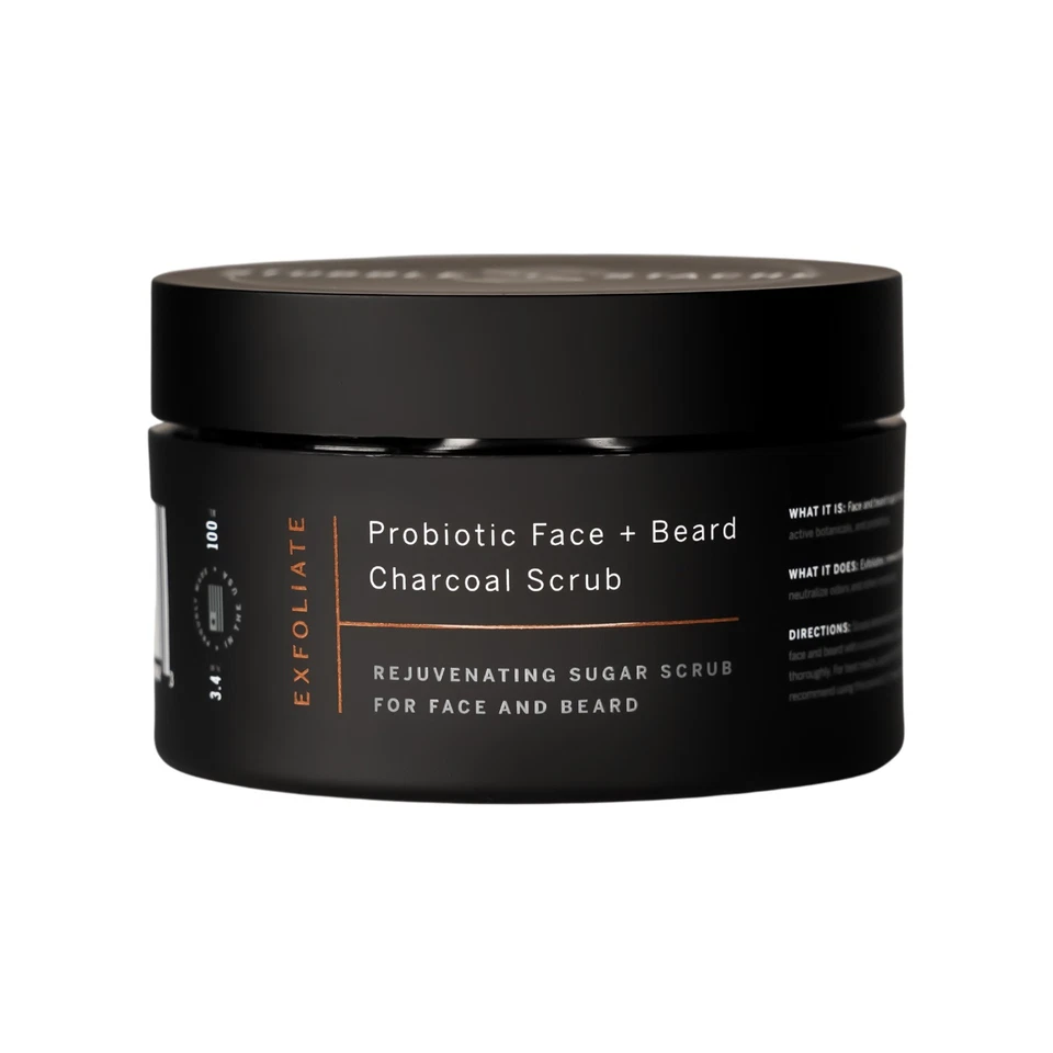 Beard &Face care Charcoal Sugar Scrub For Men Exfoliating Probiotic- 3.4 oz - Image 4 of 4