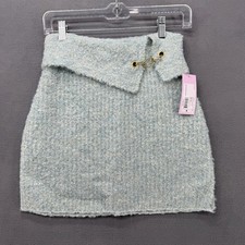 Wild Fable Mini Skirt Womens S, M Green Ribbed Soft Wool Blend Stretch NWT