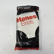 Hanes 1985 Boys Size 8 Red Line 100 Cotton 3 White Briefs Vintage Underwear